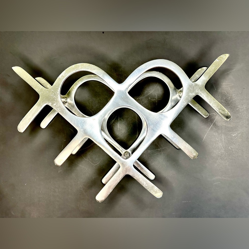 Vintage MCM Silver Metal Wine Rack